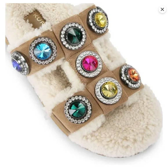 Kurt Geiger Orson Crystal Teddy genuine Shearling lined sandal | Sz 38 NEW $195 - Picture 3 of 6